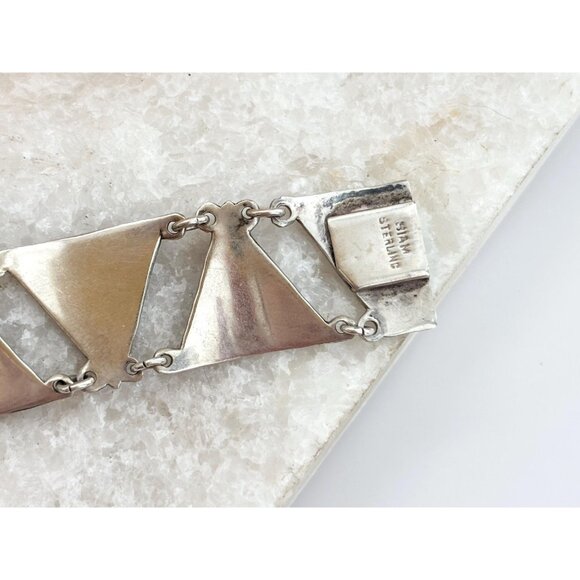 Siam Sterling Silver Triangular Multi God & Goddess Figure 925 Vintage Bracelet - Picture 6 of 10